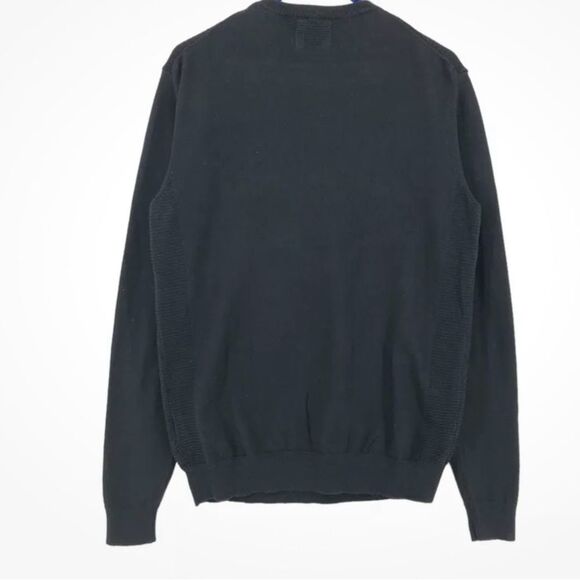 Guess Men’s Astero jet black front logo crewneck sweater size medium NWT - Picture 6 of 12